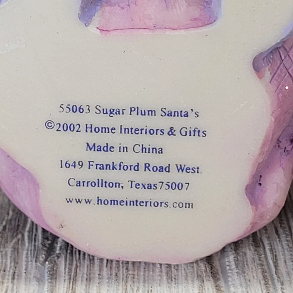 Home Interiors Sugar Plum Santa Set 3 Purple Pink Resin Figurines 55063 2002 Vtg